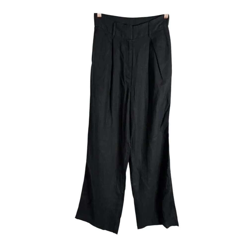 Posse Presley Linen Wide Leg Trouser Pants High Rise Pleated Minimalist Y2k XS